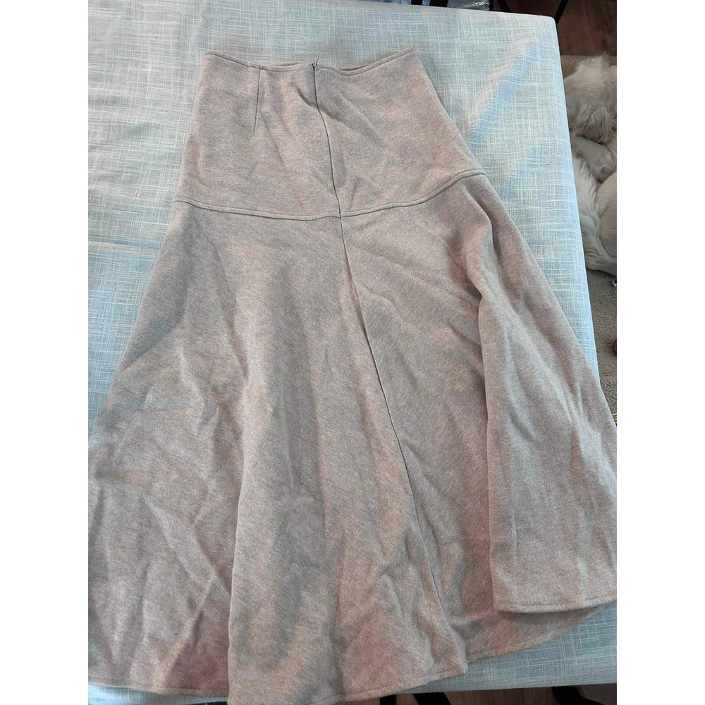OGL Skirt Women S Tan A-Line High Waisted Knit Midi Paneled
